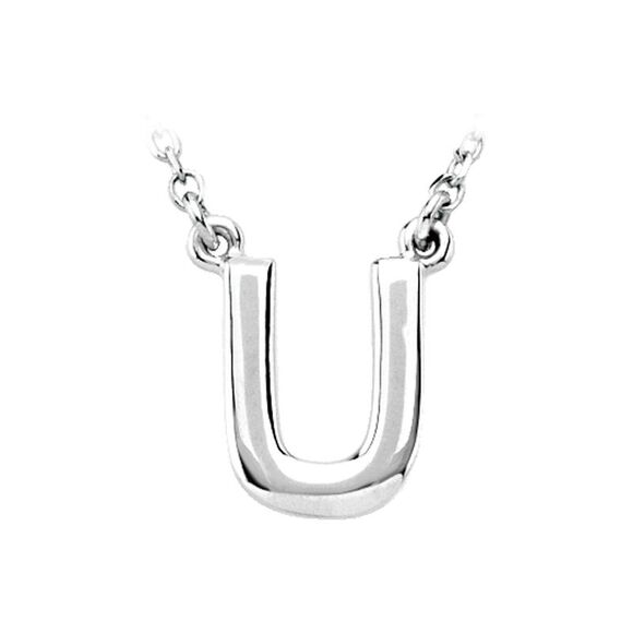 Sterling Silver, Kendall Collection, Block Initial U Necklace, 16 Inch - Picture 1 of 4